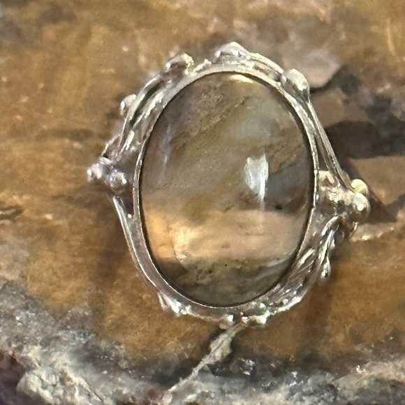 Dendritic agate southwestern setting sterling silver ring - Picture 10 of 12